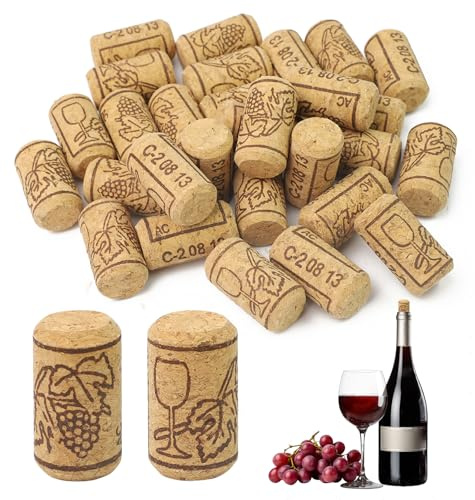 30 Stück Weinkorken 40×21mm Korken zum Basteln, Sektkorken mit Muster, Naturkorken Flaschenkorken für Weinbierflasche Kreativ DIY und Basteln