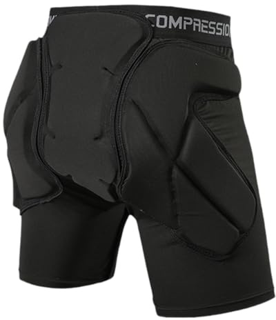 Aymzbd Padded Hip Shorts 3D Protektorhose für Steißbein Und Hüftschutz Flexible Eva Schaumstoffpolster Atmungsaktive Materialstruktur für Skaten Skifahren O, Black L