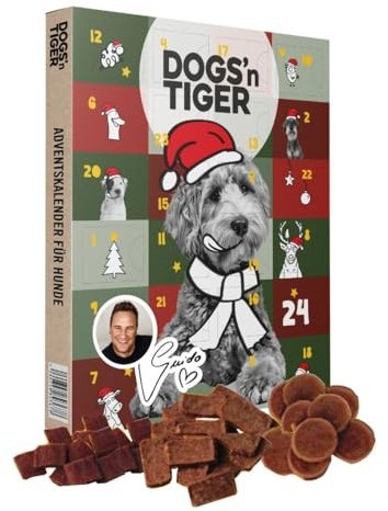 DOGS' n TIGER – Calendario de Adviento 2025 para Perros – Snacks Naturales y de con 85% de Carne Detrás de Cada Puerta, Sin Cereales ni Azúcares