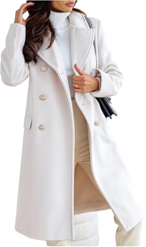 Generisch Mäntel Frauen Boucle Langer Klassischer Dicke Boucle-Mantel Elegante Herbst Warm Long Wollmantel