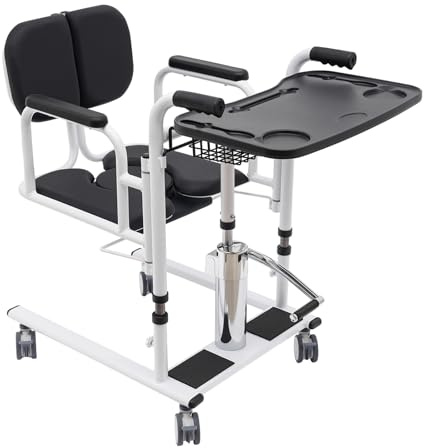 MIUKYUI Elevador hidráulico para pacientes para el hogar Silla de ruedas portátil con capacidad de carga de 150 kg, con alfombrilla antideslizante, ideal (negro)