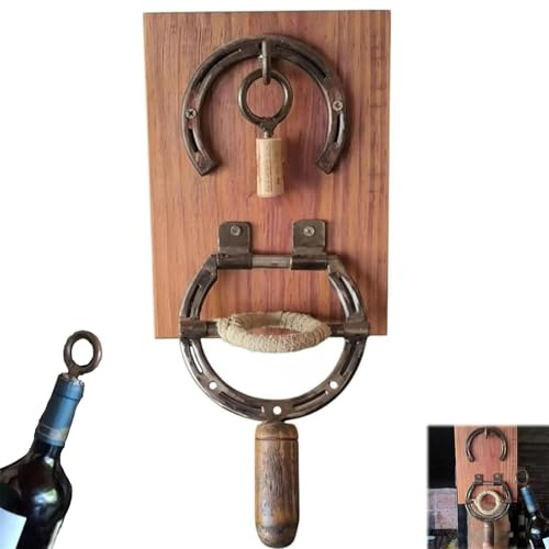 Apribottiglie a ferro di cavallo da parete – Cavatappi rustico vintage con levatappi per birra, decorazione funzionale per cucina, bar e caverna – per gli amanti del vino (1PC)