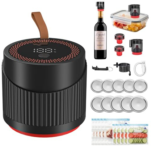 Upgraded 4-in-1Electric Mason Jar Vacuum Sealer Kit for Wide &Regular Mouth Jars,Wine Bottles,Vacuum Bags,Containers,Portable Automatic Canning Vacuum Sealer Machine for Kitchen,RV Travel Food Storage
