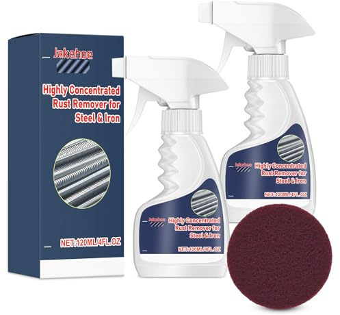 Crunier 2 Flaschen Rostentferner Metall, Rostlöser Spray, Flugrostentferner | Rust Remover Spray mit Entrostungspad,Wirksame Reinigung,für Metall, Edelstahl, Autos, Motorräder,Fahrräder(120 ml x 2)