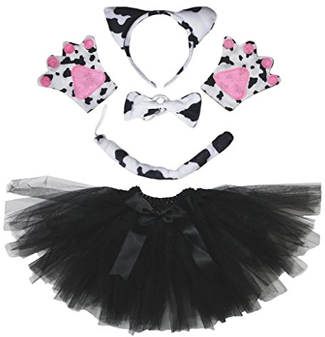 Petitebelle Diadema Bowtie Guantes de cola Tutu niña Disfraz de 5 piezas Un tamaño Vaca lechera