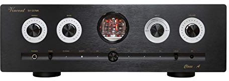 Vincent SV-237MK High-End Hybridverstärker, für warmen Röhren-Sound, Stereo HiFi-Verstärker mit digitalen Eingängen, LED-Beleuchtung, 4 schraubbare Lautsprecher-Anschlüsse, schwarz