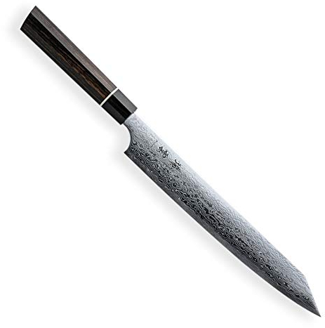 KIRITSUKE / SUJIHIKI (Schinken) - Küchenmesser, Chefmesser, Fleischmesser, Allzweckmesser & Japanischer SG2 Pulverstahl & 62 Schichten Damaststahl & 7-Eckige Pakka-Holz Griff, Klinge 240 mm