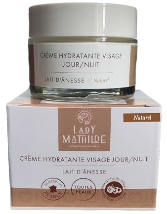 Lady Mathilde - Crema Facial Hidratante - Día/Noche - Leche de Burra - 100% natural - Piel Normal, Seca, Grasa, Sensible, Rojeces - Made in France - Tarro 50 ml
