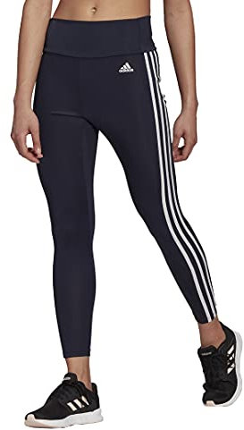 adidas Damen Designed 2 Move High Rise 3-Streifen 7/8 Sport Tights Hose, Farbe: Weiß/Schwarz, 1X