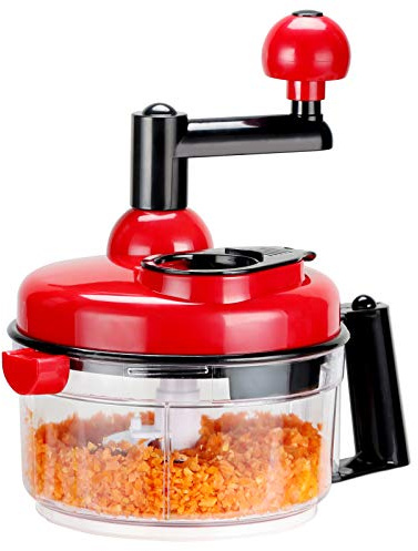 KEOUKE Hand Crank Food Chopper Red - Manual Food Processor with Egg Separator, Labor-Saving, Easy to Clean, Large Vegetable Mixer Blender for Onion, Garlic, Salad, Salsa, Nuts, Meat, Fruit, etc