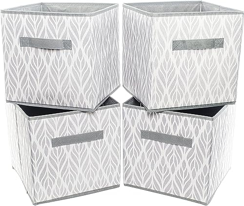 Clay Roberts Storage Cubes, Storage Boxes, Pack of 4, Grey, Fabric Basket Set for Storage Units, 25cm x 25cm x 25cm, Grey Baskets, Boxes, Box, Unit Cubes