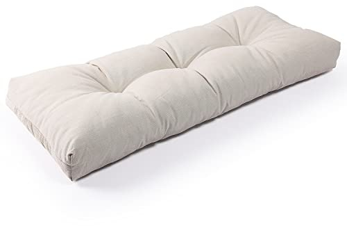 SUNROX rutschfeste Bankauflage mit Memory-Schaum, 107x 41x10 cm, Creme–Lichtecht & wasserabweisend, langlebiges, extra Dickes Sitzkissen für Gartenbank/Gartenstuhl, Outdoor Indoor Bankpolster