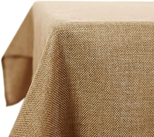 Deconovo Linne look bordsduk vattenavvisande lotus effekt 130 x 130 cm ljus ockra brun 1 styck.