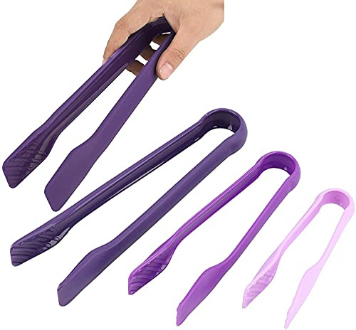 XYDESIGN 3Pcs/Set Multifunctional Silicone Food Tongs Plastic Kitchen Bread Tongs Non-slip Cooking Clip Clamp BBQ Salad Tools Grill Kitchen Utensils - 6/8/ 10inch (Purple)