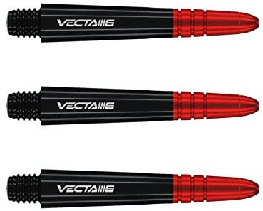 WINMAU Vecta Tiges de fléchettes en Polycarbonate - 1 Ensemble par Paquet (3 Fléchettes Tiges au Total) - Accessoires de fléchettes Professionnelles - Noir et Rouge Blade 6 Tiges Courtes