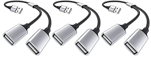 MOSWAG USB Splitter, Dual USB 2.0 Power Cable Extension für Stromkabel zum Aufladen/Datenübertragung/Laptop/Mac (Es funktioniert Nicht für Auto/Apple Carplay)