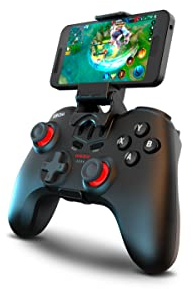 KROM KENZO – Manette sans fil de compétition avec support smartphone, 15 boutons programmables, Bluetooth 5.0 et câble USB-C, compatible PC, PS3, PS4, Nintendo Switch, Android et iOS – Noir