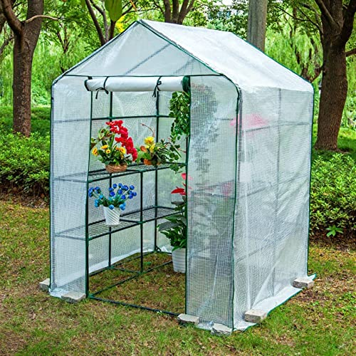 Robuste tragbare gewächshaus treibhaus für den Innen- und Außenbereich, aufrollbare Eingangstüren mit Reißverschluss vorne,Pflanzenblumen-foliengewächshaus, für Garten/Terrasse/Hinterhof/Balkon