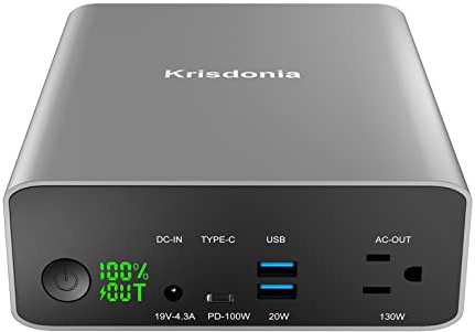 Batterie Externe, Krisdonia Chargeur Portable 80000mAh à 4 Ports avec Puissance de 130W, USB C 100W et 2 Ports USB-A (QC3.0 18W) pour la série iPhone, Samsung, MacBook, Dell, HP, ASUS, AirPods