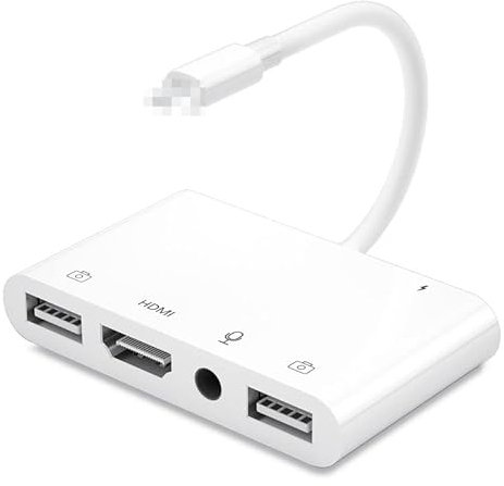 REACHYEA Adaptador Lightning a Dual USB Hub compatible con HDMI 4K TV OTG Cable de audio de carga para iPhone 12/11Pro/XS/iPad