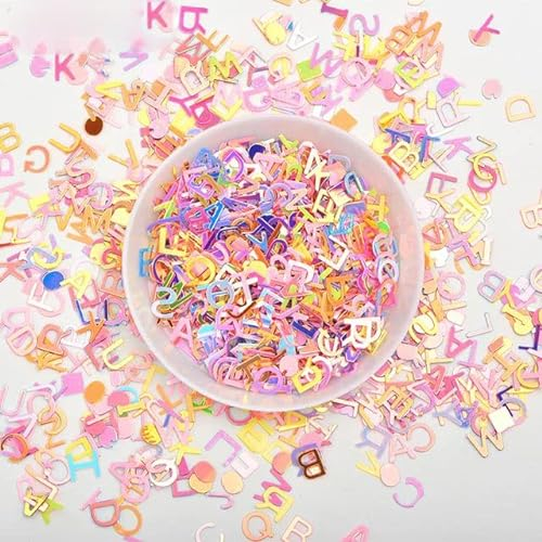 10 g gemischte Farbe Buchstaben Formen Glitzer Pailletten für Nagel Pailletten Laser umweltfreundliche Nail Art Flakes Aufkleber Dekoration-Mix Color Letter 10 g