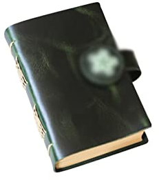 SAFWEL B6 Vintage-Leder-Tagebuch mit Rindsleder-Einband, tragbarer Notizblock mit Druckknopfverschluss for Büroarbeit oder den persönlichen Gebrauch for Männer und Frauen (Color : Green)