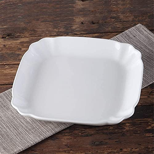 Juego de vajilla, juegos de cena de cerámica, bandeja para hornear de cerámica blanca pura, plato hondo rectangular, vajilla para horno, plato de arroz, queso horneado, plato occidental de 10 pulgadas