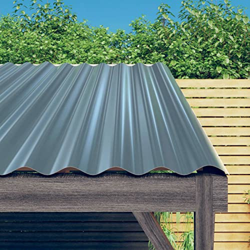 SECOLI Dachpaneele Metall 12 STK Trapezblech Trapezbleche Profilblech Wellblechplatten Für Dach wellplatten Dachblech Dach Platten Stahlblechdachplatten Verzinkter Stahl-Grau-12 STK 80 x 36 cm