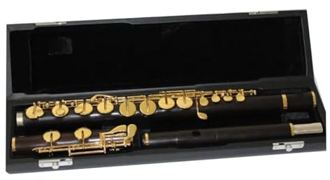 Querflöte Instrument Altflöte Aus Holz, G-Ton, 16 Geschlossene Klappen, Vergoldetes Flöteninstrument Mit Koffer (Color : Ebony)