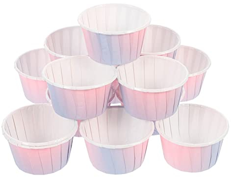TOPBATHY 150 Stk Lila Kuchenbecher back zubehör papierbackform panettone Mini-Kuchen Cupcake-Tassen kuchen deko pappbecher Muffinförmchen dekorative Kuchenhalter aufblasbar schmücken Tulpe