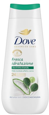 Dove Färsk fuktgivande duschtvål, fuktgivande duschtvål, mild formel på hudmikrobiom, med vegetabiliska fuktmedel, sulfatfria SLES, duschbad för män och kvinnor, 225 ml