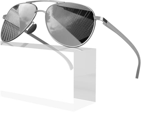 Sunier Sonnenbrille Herren Polarisiert Ultraleichte Al-Mg Metallrahmen Vintage Fliegerbrille Outdoor UV400 Fahrerbrille