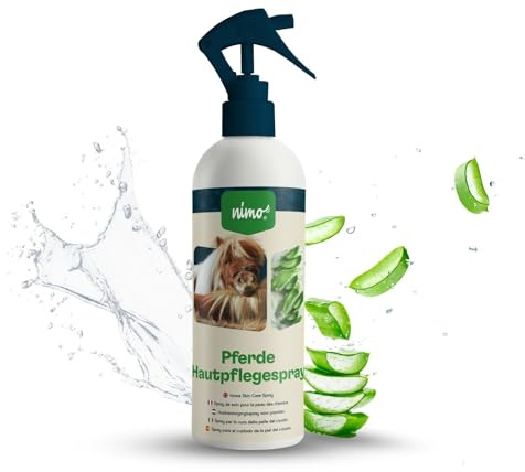 nimo® Pferde Hautpflegespray | Hautpflege für Pferde mit Aloe Vera & Panthenol | Regeneration der Haut bei Trockenheit & Entzündungen | gegen Juckreiz & Reizung | bei Ungezieferbefall, Gras Milben