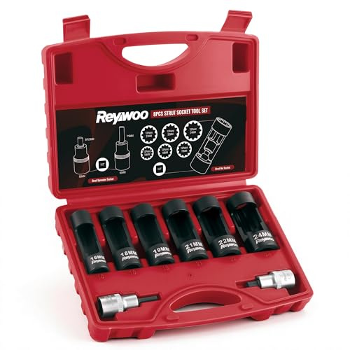 Reywoo Strut Nut Socket Set, 8PC Suspension Strut Spreader Tool 16mm 18mm 19mm 21mm 22mm 24mm with 12 Point 1/2 Drive, Shock Absorber Socket for Easy Remove Strut Nuts
