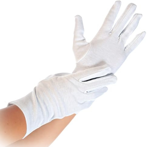 600 Stück Hygostar Baumwollhandschuhe Blanc, weiß, 8/M, L: 24cm, Karton, Baumwollhandschuhe, Textilhandschuhe, Stoffhandschuhe