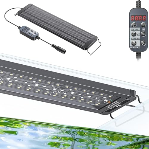 Pawfly Akvarium LED-ljus 24/7 expanderbart akvarium LED-ljus med fullt spektrum D/N-läge unika färgeffekter, timer, justerbar ljusstyrka (lämplig för 45–60 cm akvarier