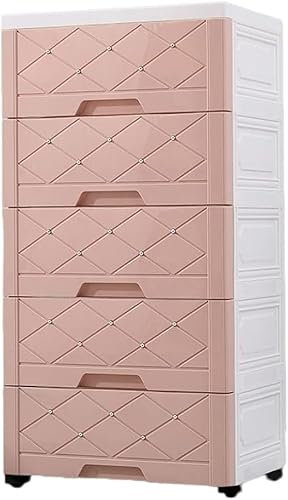 SHANYAYALI Aufbewahrungskörbe, Aufbewahrungsschrank, Spind, Kinderschrank, große Kapazität, Schubladentyp, mehrschichtiger Kunststoff für Wohnzimmer, Schlafzimmer, Kinderzimmer (Rosa, 4 Ebenen)