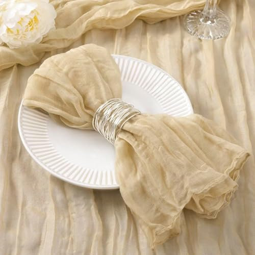 ZENZDS 50 * 50CM 6/12/24 Stück Gaze Gaze Servietten Boho Stoffservietten Rustikale Abendessenserviette Dekorative Serviette für Party Hochzeit Servietten Stoff