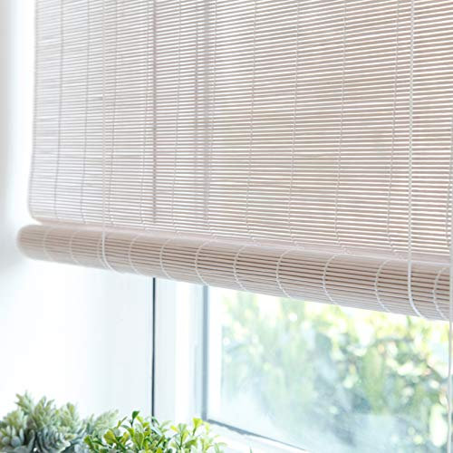 Blanc Store Bambus-Rollos, 80 % UV-Schutz, Bambus-Vorhänge für Fenster, Terrasse, Türen, Veranda, Raffrollos (130 x 220 cm)