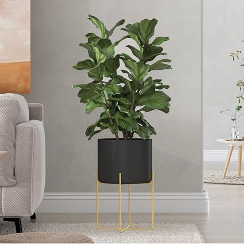 Elegante fioriera a secchiello in ferro con fori di drenaggio, vaso da fiori decorativo per giardino, balcone e patio, perfetto per uso interno ed esterno (stile 2, taglia S)