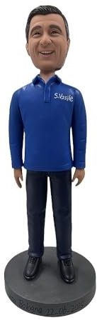 mydedor Camisa azul personalizada Bobblehead – Regalo personalizado 2025, figura masculina hecha a mano, decoración de escritorio segura, recuerdo único del día del padre, hecho a partir de tu foto