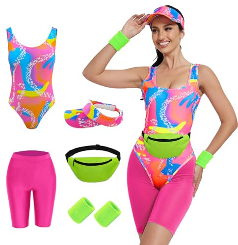 AKFJDLAD 80er 90er Jahre Damen Retro Damen Sportbekleidung Anzüge Halloween Cosplay Bademode Strandmode (S)