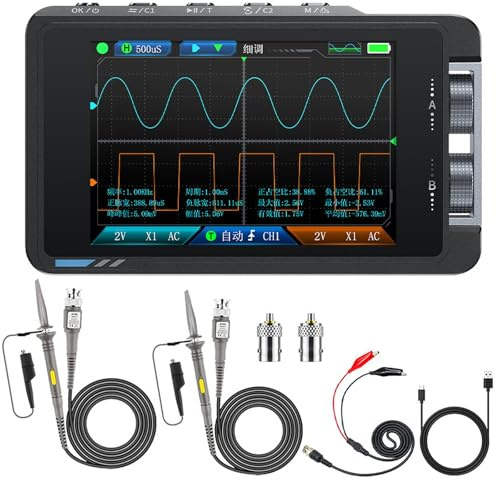 Amagogo Osciloscopio digital portátil de 50 MHz, multímetro digital para detección y enseñanza de electrónica DIY, Alto