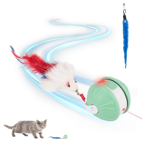 Katzenball Elektrisch - 3Pcs Laser Katze Interaktives Katzenspielzeug Interaktiv Mit Schlangenschwanz und Maus, Katzen Power Ball, Cat Toys Kitten, Elektrisches Laser Hundespielzeug Rolling Ball
