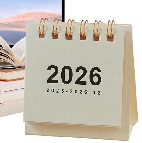 Mini calendario da scrivania, dal 2025 a dicembre 2026, calendario da scrivania, mini calendario da tavolo in piedi, pianificatore giornaliero estetico per ufficio, ufficio, casa, bambini