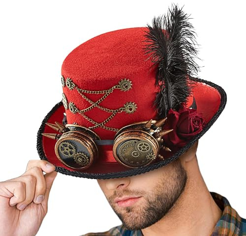 Bkljkf Cylinderhattar, vintage glasögon gotisk cylinderhatt, kostym hatt unisex för vuxna mångsidig accessoar