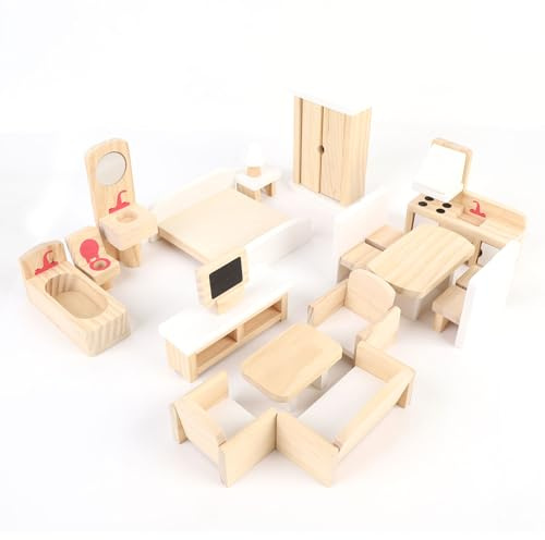 SUNGOOYUE Solid Wood Miniature Rollspel med Realistisk Design, Utmärkta Kvalitetsmaterial, Lämpliga för Barnens Lekrum med Omfattande Speluppsättning för Rollspelsscenarier, Skicklighet