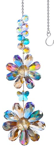 Sonnenfänger Kristall Fenster Blume Suncatcher Hängend Regenbogen Kristalle Anhänger Bunte Glas Ornament Deko für Zuhause Büro Garten Auto Party Hochzeit