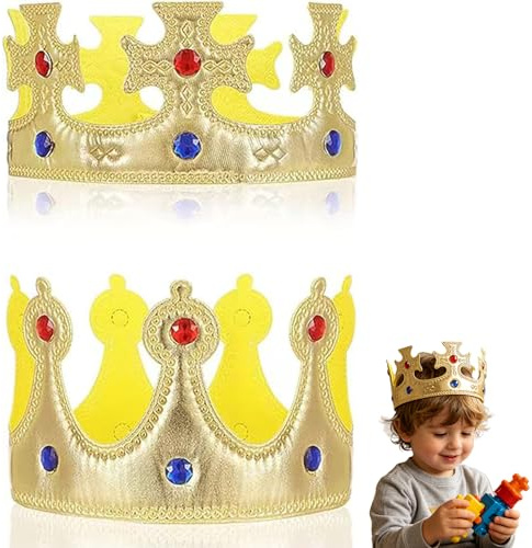 BRDTKUGV 2 Pcs King Crown, Gold Crown, King Queen Crowns Kids Birthdaycrown, for Birthday Or Dress Up Dance Party, Costume Accessories Crowns Dress Up Accessories