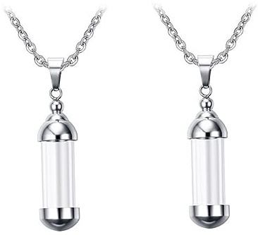 Nukinp flaska halsband glas öppningsbar liten behållare halsband minnessmycke halsband 2 st